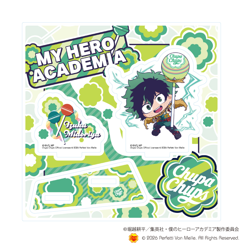 アクリルスタンドプレート「アニメ 『僕のヒーローアカデミア』×チュッパチャプス」01/緑谷　出久(ミニキャライラスト)