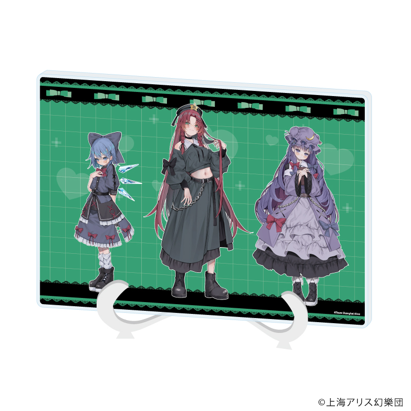アクリルアートボード(A5サイズ)「東方Project」08/パチュリー&美鈴&チルノ 病みかわいいver.(描き起こしイラスト)