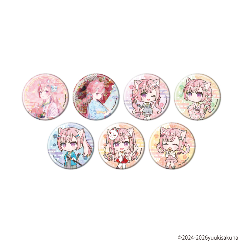 ホログラム缶バッジ(57mm)「結城さくな」01/コンプリートセット(全7種)(描き下ろし＆ミニキャライラスト)